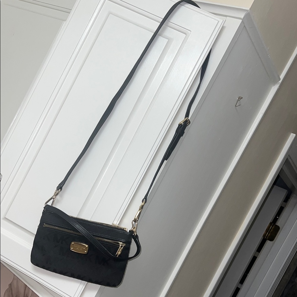 Michael Kors Black Crossbody Bag with Gold Accents